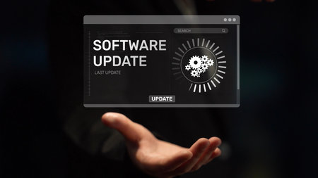 Knowledge upgrade and software update, digital skills improvement, competitive advantage, continuous learning, and staying up to date with latest technology and software trends. Muxerの写真素材