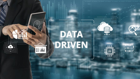 Data-driven decision-making empowers business through analytics, datum collection, and AI systems. Data driven tools support cloud data processing and data visualization across datum platforms. Muxerの写真素材