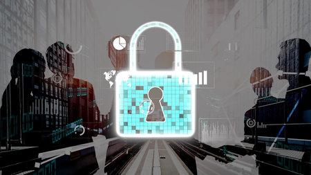 Cyber security protection and cyber security strategies against cyber threats, system hacks, digital breaches, network attacks, and safeguarding data with strong cyber security infrastructure. Thunkの写真素材