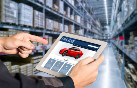 Car service website for online booking repair automobile garage technology snuglyの写真素材