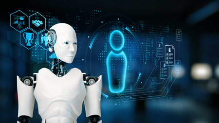 AI artificial intelligence transforms hiring with digital recruiters, virtual HR assistants, and smart matching tools for modern talent acquisition. Epochの写真素材