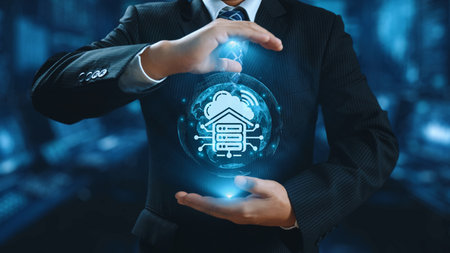 Cloud computing, cloud strategy, and cloud technology transforming digital infrastructure with scalable services, secure data storage, and cloud-based digital business solutions. Elideの写真素材