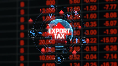 Impact of Export Tax on Global Trade: Understanding Tariffs and Their Effects on International Markets and Economies. Consignment.の写真素材