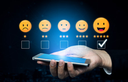 Customer feedback analysis boosts satisfaction, service quality, and business reputation through online review insights and data evaluation. Vouchの写真素材