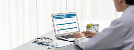 Online loan application form for brisk digital information collection on the internet networkの写真素材