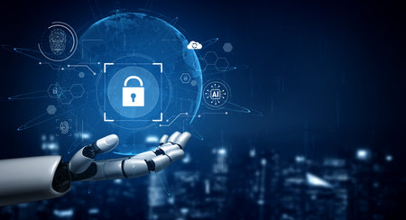 AI monitoring cybersecurity, verifying biometric access, analyzing identity patterns, and securing...