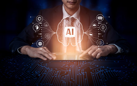 AI assistant with LLM, big data, machine learning, and generative AI powers prompt engineering and supports agentic AI for advanced business applications. Vouchの写真素材