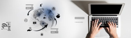 Global digital payment network connecting users, banks, and financial services worldwide through mobile, secure, and efficient transactions in real timeの写真素材