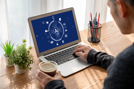 Generative AI virtual assistant tools for prompt engineer and user for ease of engage artificial intelligence AI technology help people to work with generative AI functions by prompting the AI briskの写真素材