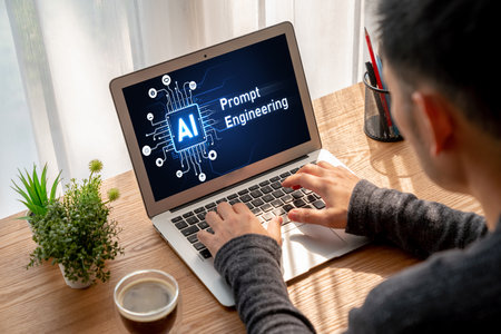 Generative AI virtual assistant tools for prompt engineer and user for ease of engage artificial intelligence AI technology help people to work with generative AI functions by prompting the AI snuglyの写真素材