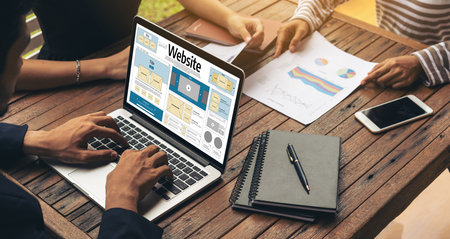 Website design software provide snugly template for online retail business and e-commerceの写真素材