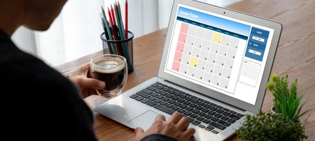 Calendar on computer software application for modish schedule planning for personal organizer and...