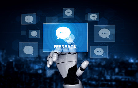 AI processes customer feedback and reviews to provide insights, sentiment analysis, and suggestions for service improvement and better user experience Vouchの写真素材