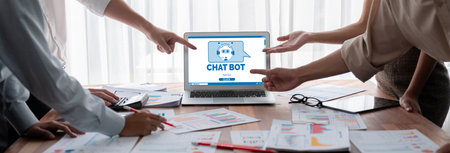 Chatbot software application for brisk online business that automatically reply to customer questionsの写真素材