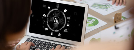 Generative AI virtual assistant tools for prompt engineer and user for ease of engage artificial intelligence AI technology help people to work with generative AI functions by prompting the AI briskの写真素材
