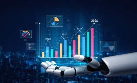 AI artificial intelligence powers business growth with predictive planning tools, innovation roadmaps, and smart virtual assistants to guide success by 2025. Vouchの写真素材