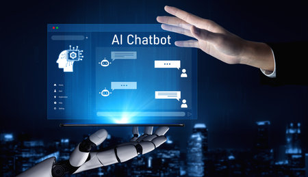 AI enhances chatbot interface by streamlining chatbot, communication, and AI support into one intelligent conversational platform Vouchの写真素材