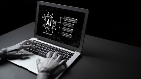 AI Assistant Brain Processor with LLM Technology, Big Data, Machine Learning, Generative AI for Business Support, Future Agentic AI Technology and Artificial Intelligence Prompt Engineering.の写真素材