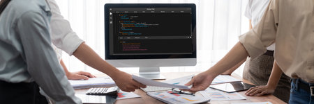 Software development programming on computer screen for brisk application and program codingの写真素材