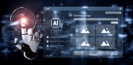 AI platform generating art images with dynamic interface. AI-generated content appears in image...