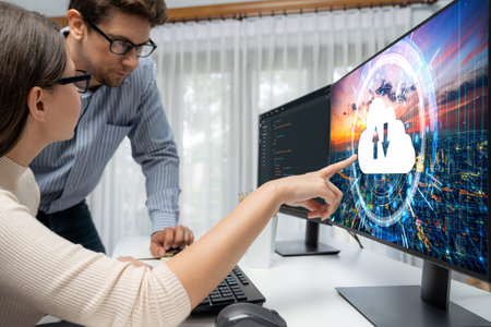 Cloud computing software for brisk remote work and personal data storageの写真素材