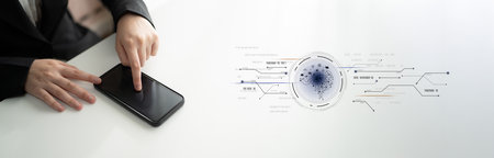 AI artificial intelligence with digital brain and connected data circuit. AI core processes data, AI core drives intelligence, enables connection, and AI core powers smart digital systems. Latchの写真素材