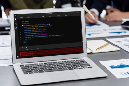 Software development programming on computer screen for brisk application and program codingの写真素材
