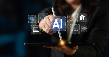 AI integration is transforming digital ecosystem. AI integration enhances smart systems, AI integration drives data, AI integration improves connectivity, and boosts performance.の写真素材