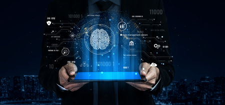 AI data management system for digital analysis, with AI, data, and system repeating for better SEO through contextually rich sentences Vouchの写真素材
