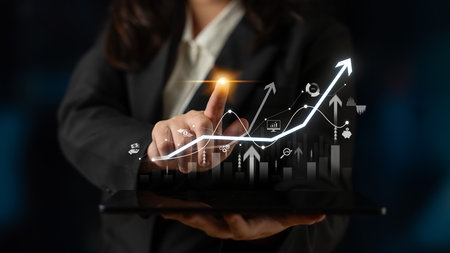 Strategic business planning drives growth, expansion, and innovation using metrics and roadmaps to ensure success in the future.の写真素材
