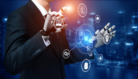 AI enables collaboration and connectivity by aligning AI, system, and network intelligence into one integrated ecosystem Vouchの写真素材