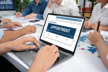 Online appointment booking calendar for registration on the internet websiteの写真素材