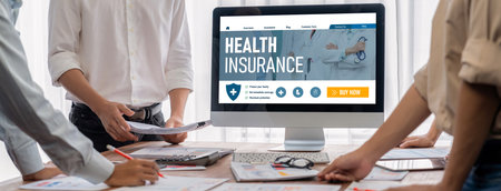 Health insurance web site brisk registration system for easy form fillingの写真素材