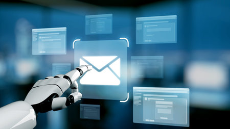 AI boosts email productivity with artificial intelligence filters, AI inbox tools, and virtual assistant email strategies for smarter communication. Kernelの写真素材
