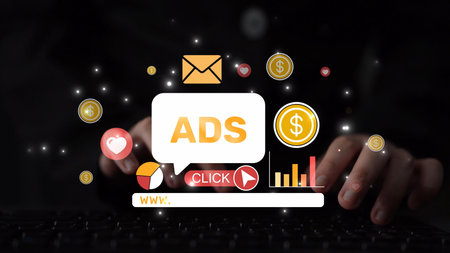 Online ads and digital marketing help brands grow. Content marketing builds engagement. Marketing tools boost ROI. Effective ads and marketing drive online business success. Muxerの写真素材