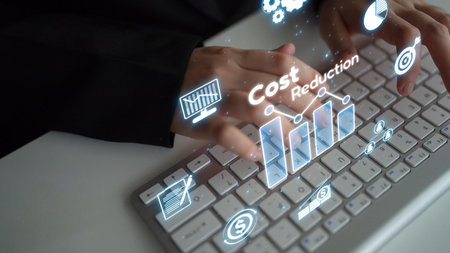 Cost reduction and cost saving through digital transformation, business cost optimization, operational cost reduction, financial savings, and resource efficiency strategies for business success. Muxerの写真素材