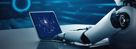 Generative AI virtual assistant tools for prompt engineer and user for ease of engage artificial intelligence AI technology help people to work with generative AI functions by prompting the AI briskの写真素材