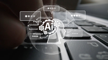 AI Assistant Brain Processor with LLM Technology, Big Data, Machine Learning, Generative AI for Business Support, Future Agentic AI Technology and Artificial Intelligence Prompt Engineering. Muxerの写真素材
