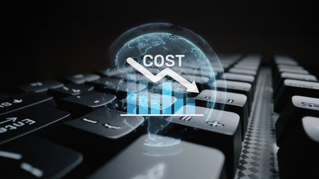 Cost reduction and cost saving through digital transformation, business cost optimization, operational cost reduction, financial savings, and resource efficiency strategies for business success. Muxerの写真素材