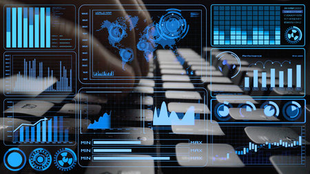 Data analytics and big data strategy for real-time analytics, predictive data modeling, business intelligence analytics, and data-driven decision-making in modern digital businesses. Thunkの写真素材