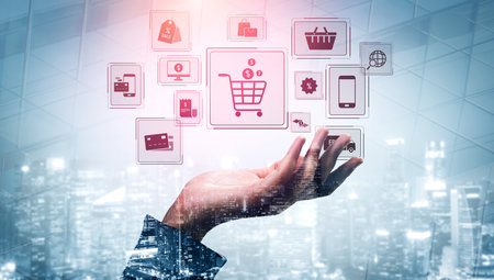 Omni-channel strategies improve customer experience with brand integration and unified marketing across digital platforms and channels. Vouchの写真素材