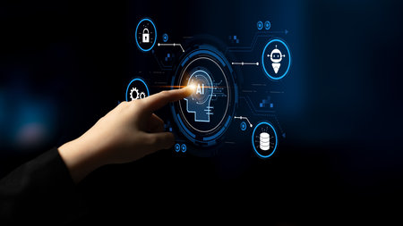 AI security and data ecosystem integrate ai, data, and security into one connected system for automation, protection, and efficient digital processesの写真素材