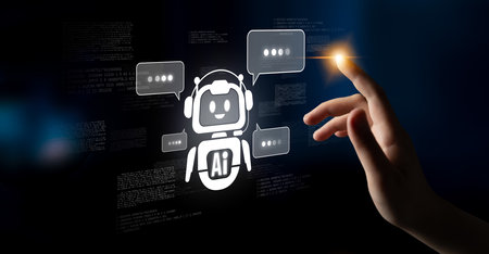 AI chatbot using prompt engineering and LLM deep learning delivers explainable generative AI for smarter, more efficient business support.の写真素材