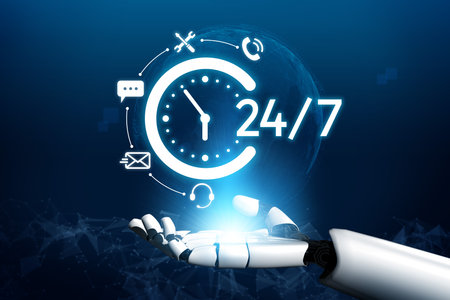 AI artificial intelligence supports 24-hour customer service with virtual assistants, real-time chat, and intelligent support tools ensuring fast, accurate, and satisfying experiences. Vouchの写真素材