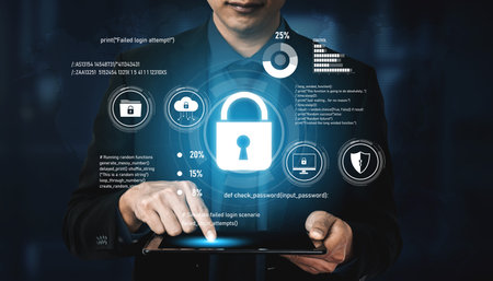 Cyber security protects against breaches, hacks, and network attacks using strong infrastructure and proactive digital defense strategies. Vouchの写真素材