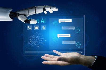 AI enhances chatbot interface by streamlining chatbot, communication, and AI support into one intelligent conversational platform Vouchの写真素材