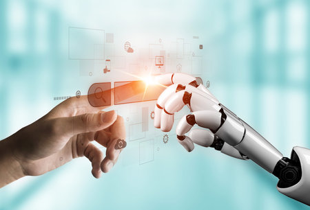 AI assisting search engine interface to find digital information, enhance SEO visibility, monitor insights, and support data access with intelligent online tools. Vouchの写真素材