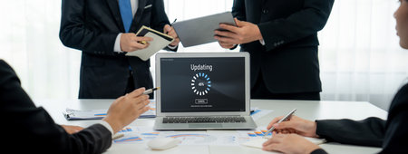 Software update on computer for brisk version of device software upgradeの写真素材