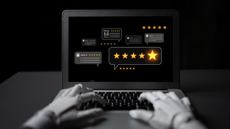 AI enhances customer review and rating system by analyzing review, rating, and customer feedback for deeper trust insightsの写真素材