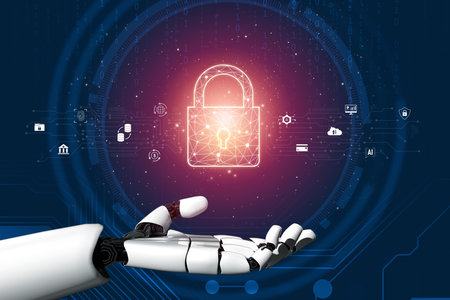 AI enhances digital security by detecting threats, securing sensitive data, managing access, and protecting systems across financial and cloud platforms. Vouchの写真素材
